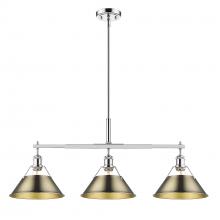  3306-LP CH-AB - Orwell 3-Light Linear Pendant in Chrome with Aged Brass